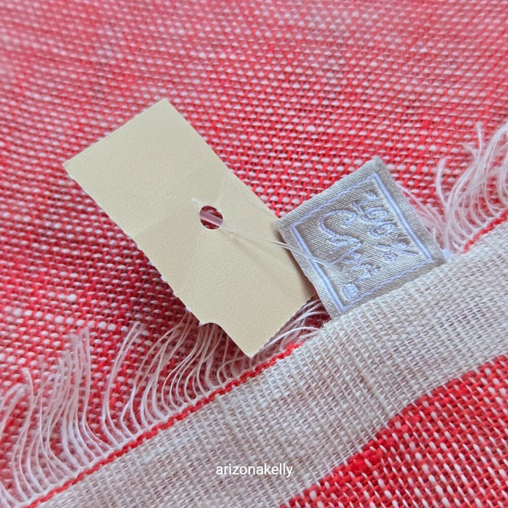 NWT 100% Capri Linen Scarf Red/Pink/Coral Italy - Picture 2 of 9